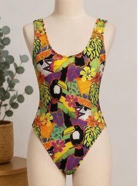Tropical Toucan One-Piece Swimsuit - Yellow Multi